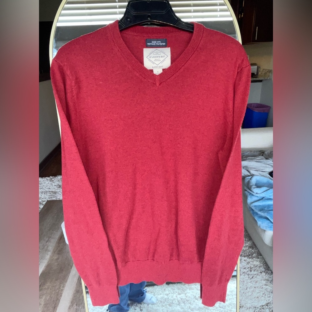 St. John's Bay Men's V-Neck Sweater in Red